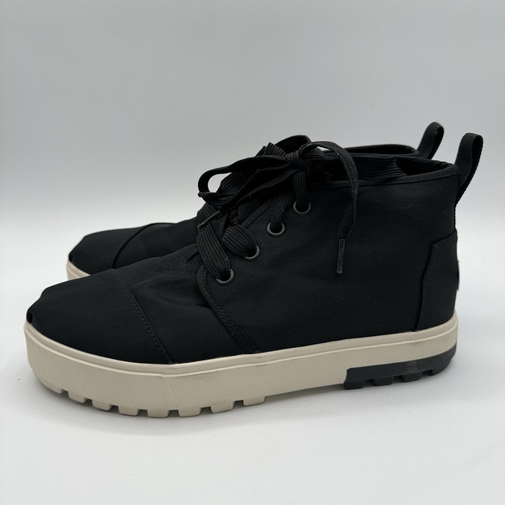 Toms Botas Black Utility Twill Canvas Lug Chunky Boots 10015856] Women Sz 9.5